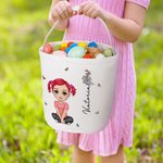 Personalizada Nacimiento Flor Personaje de dibujos animados reutilizable Cesta de lona con nombre Huevo de caza Accesorios Cumpleaños Pascua Regalo para la familia Amigos