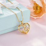 Collier personnalisé étoile lune zircon coeur avec pierre de naissance texte gravé bijou délicat anniversaire cadeau de St Valentin pour femme