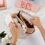 Personalizado En mi era comprometida Futuro Bolsa de maquillaje de cuero PU con nombre Esenciales de viaje portátil Regalo de boda para mujeres Niñas