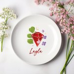 Personalisierte Birthstone Floral Moon Keramik Trinket Schmuck Schale mit Namen Engagement Bridal Shower Hochzeit Geschenk für Frauen