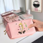 Personalizada Nacimiento Flor Caricatura Personaje Cuero Bolsa de Maquillaje con Nombre Viaje Portátil Esenciales Cumpleaños Novia Regalo para Mujeres