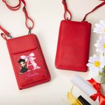 Personalizado Cartoon Graduate Pink Bow Initial Leather Bolso Crossbody Cartera con nombre y ranuras para tarjetas Birthday Travel Accesorios Regalo para Mujeres