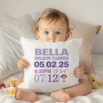 Personalisierte Cartoon-Charakter Baby Geburt Informationen weichen Wurf Kissen Abdeckung Home Decor Geburtstag Baby Dusche Housewarming Geschenk für Neugeborene neue Mutter