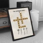 Henkilökohtainen ristisanat Scrabble Puzzle Art Poster Kehyksetön maalaus 1-12 syntymä Kukat Housewarming lahja perheenjäsenelle
