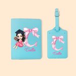 Porte passeport personnalisé en cuir PU avec nom Graduation Girl Bow Initial Graduation Birthday Gift for Girls Schoolmates