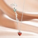 Personalizado Colorido Nacimiento Flor Corazón Birthstone Collar con Nombre Cumpleaños Día de San Valentín Regalo para las mujeres