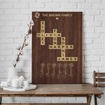 Henkilökohtainen ristisanat Scrabble Puzzle Art Poster Kehyksetön maalaus 1-12 syntymä Kukat Housewarming lahja perheenjäsenelle