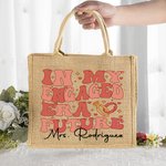 Personalizzato In My Engaged Era Future Mrs. Riutilizzabile Grande Tote Bag in iuta con nome Engagement Bridal Shower Regalo di addio al nubilato per le donne