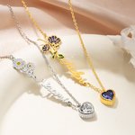 Personalizado Colorido Nacimiento Flor Corazón Birthstone Collar con Nombre Cumpleaños Día de San Valentín Regalo para las mujeres