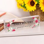 Personalized Acrylic Flower Name Sign Desk Nameplate Office Decor Congratulate Appreciation Gift for Colleague Family