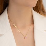 Personalizado Colorido Nacimiento Flor Corazón Birthstone Collar con Nombre Cumpleaños Día de San Valentín Regalo para las mujeres