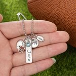 Personalizada Birthstone Collar Casco de Fútbol con nombre grabado y el número de juego Día del equipo de regalo de cumpleaños para los amantes del deporte