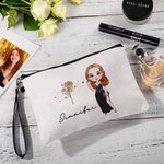 Personalizada Zodiaco Nacimiento Flor Caricatura Personaje Lienzo Bolsa de Maquillaje con Nombre y Muñeca Correa Cumpleaños Ducha Nupcial Regalo para Mujeres