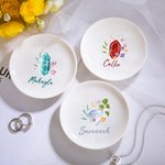 Personalisierte Birthstone Floral Moon Keramik Trinket Schmuck Schale mit Namen Engagement Bridal Shower Hochzeit Geschenk für Frauen