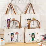 Borsa tote in tela da viaggio personalizzato con nome e fiore di nascita laurea personaggio cartone anitamo regalo di laurea per donne