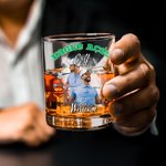 Personalised Old Fashioned Rock Flame Sports Team Photo 10oz Whiskey Glass with Name and Number Game Celebration Party Gift for Sports Lovers