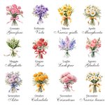 Borsa per il trucco in lino con cinturino da polso personalizzato con nome e fiore di nascita accessori da viaggio per la doccia nuziale