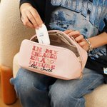 Personalizado En mi era comprometida Futuro Bolsa de maquillaje de cuero PU con nombre Esenciales de viaje portátil Regalo de boda para mujeres Niñas