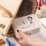 Personalized Glitter Zodiac Birth Flower Two-layer Portable PU Leather Jewelry Box with Name Travel Accessories Birthday Anniversary Gift for Women