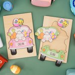 Personalisierte Bauernhof Tier Ostern Hase Eier Karotte Holzpuzzle mit Namen Home Decor Ostern Geschenk für Kinder