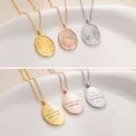 Collar personalizado grabado huella oval con texto cumpleaños aniversario San Valentín regalo para las mujeres