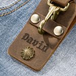 Personalisierte Vintage Leder Schlüsselanhänger mit eingraviertem Namen Gürtel Zubehör Vatertag Geburtstag Geschenk für Männer