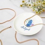 Personalisierte Birthstone Floral Moon Keramik Trinket Schmuck Schale mit Namen Engagement Bridal Shower Hochzeit Geschenk für Frauen