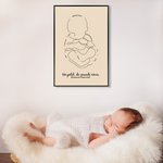 Tableau à Ligne Simplifiée Personnalisé avec Informations du Bébé Cadre à Choix Décoration de Maison Cadeau de Naissance Baby Shower pour Nouveau-né