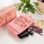 Personalizado En Mi Era Comprometida Futura Señora Bolsa de Maquillaje de Cuero con Nombre Compromiso Ducha Nupcial Despedida de Soltera Regalo para Mujeres