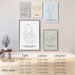 Tableau à Ligne Simplifiée Personnalisé avec Informations du Bébé Cadre à Choix Décoration de Maison Cadeau de Naissance Baby Shower pour Nouveau-né