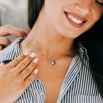 Personalizado Colorido Nacimiento Flor Corazón Birthstone Collar con Nombre Cumpleaños Día de San Valentín Regalo para las mujeres