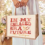 Personalizado en Mi Era Comprometido Futuro Anillo Amor Bolsa de lona de yute con el título Compromiso Ducha Nupcial Cumpleaños Regalo para las mujeres