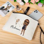 Personalizada Zodiaco Nacimiento Flor Caricatura Personaje Lienzo Bolsa de Maquillaje con Nombre y Muñeca Correa Cumpleaños Ducha Nupcial Regalo para Mujeres