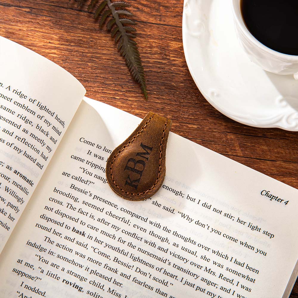 Clip magnético personalizado de cuero para marcapáginas con monograma inicial Accesorio de lectura Regalo para amigos Ratón de biblioteca