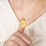 Collar personalizado grabado huella oval con texto cumpleaños aniversario San Valentín regalo para las mujeres