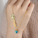 Personalizado Colorido Nacimiento Flor Corazón Birthstone Collar con Nombre Cumpleaños Día de San Valentín Regalo para las mujeres
