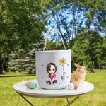 Personalizada Nacimiento Flor Personaje de dibujos animados reutilizable Cesta de lona con nombre Huevo de caza Accesorios Cumpleaños Pascua Regalo para la familia Amigos