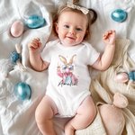 Gepersonaliseerd Paashaasje Bellenblazen 100% Katoenen Baby Bodysuit T-shirt met Naam Paas Baby Shower Gift voor Baby Jongen Meisje