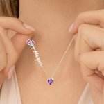 Personalizado Colorido Nacimiento Flor Corazón Birthstone Collar con Nombre Cumpleaños Día de San Valentín Regalo para las mujeres