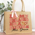 Personalizzato In My Engaged Era Future Mrs. Riutilizzabile Grande Tote Bag in iuta con nome Engagement Bridal Shower Regalo di addio al nubilato per le donne