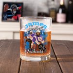 Personalised Old Fashioned Rock Flame Sports Team Photo 10oz Whiskey Glass with Name and Number Game Celebration Party Gift for Sports Lovers