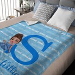 Personalised Cartoon Graduation Girl Word Cloud Soft Throw Blanket with Initial and Name Home Decor Graduation Gift for Schoolmates Girls