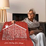Personalised Love Makes Our House Soft Family Throw Blanket with 1-35 Names and Text Mother's Day Birthday Gift for Grandpa Grandma