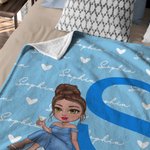 Personalised Cartoon Graduate Character Soft Throw Blanket with Names and Initial Graduation Birthday Gift for Women Girls