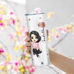 Personalisierte Chaos Koordinator Charakter Geburt Blume 20oz Skinny Becher mit Deckel Strohhalm Geburtstag Wertschätzung Geschenk für Freunde Familie