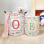 Cesto portabiancheria piegabile di grande capacità personalizzato con nome su tutti i lati e lettera iniziale regalo di compleanno per bambini