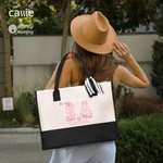 Lazo rosa personalizado Letras griegas Hermandad de mujeres Bolsa de lona grande con nombre Graduación Cumpleaños Regalo para amigas | Callie × Affinity Licensing