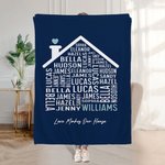 Personalised Love Makes Our House Soft Family Throw Blanket with 1-35 Names and Text Mother's Day Birthday Gift for Grandpa Grandma