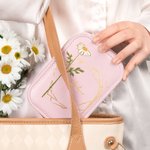 Scatola portagioielli in pelle PU portatile personalizzata con nome e fiore di nascita specchio per trucco a LED regalo di compleanno per donne