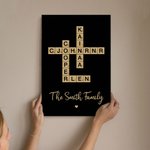 Puzzle personalizzato di parole crociate Scrabble Art Poster senza cornice con 2-25 nomi di famiglia Regalo di inaugurazione per i familiari